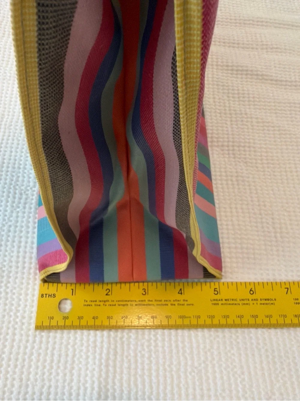 Tissage de Luz French Basque Canvas Multicolor Stripe Tote Bag w/ Black Handles